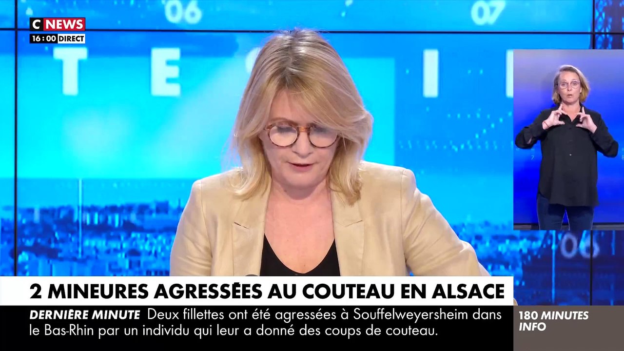 Deux fillettes de 6 et 11 ans agressées à Souffelweyersheim dans le Bas-Rhin par un individu qui leur a donné des coups de couteau (CNews) - Les victimes sont en "urgence relative"