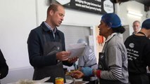 William receives get well soon cards for Kate on visit to food charity