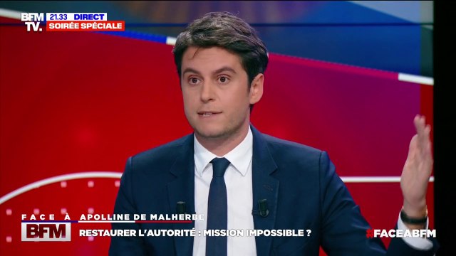Gabriel Attal: Je veux que quand un jeune fait des dégâts, on aille chercher non pas seulement le parent du foyer dans lequel il réside, mais les deux parents