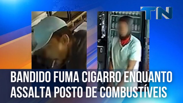 Bandido fuma cigarro enquanto assalta posto de combustíveis no ES