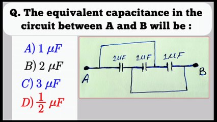 The equivalent capacitance in the circuit between A and B will be_electrostatics mcqs solution