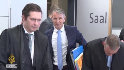 German far-right politician on trial for alleged use of banned Nazi slogan