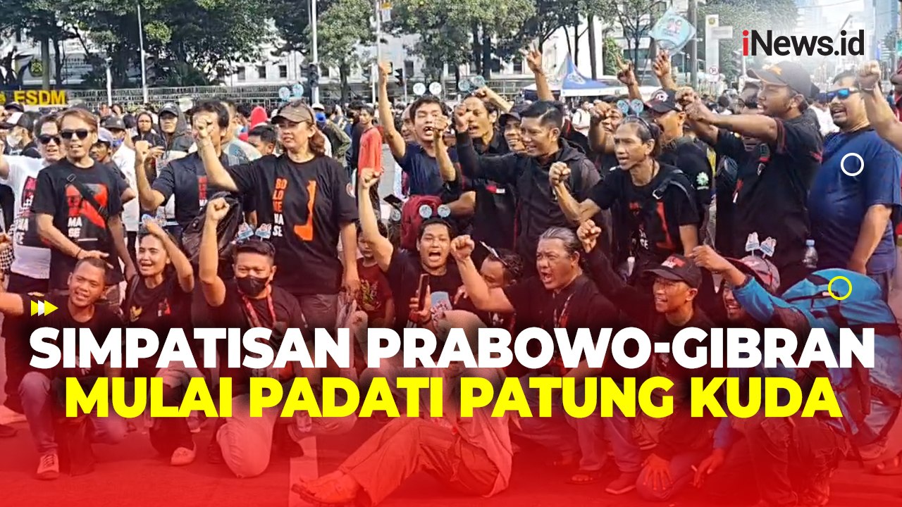 Gelar Aksi Damai, Pendukung Prabowo-Gibran Mulai Padati Patung Kuda