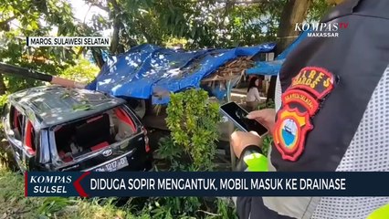 Download Video: Diduga Sopir Mengantuk, Mobil Masuk Ke Drainase