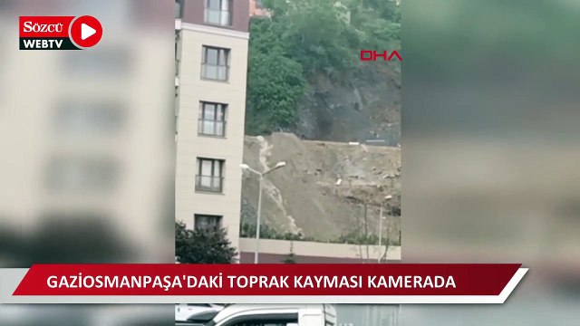 Gaziosmanpaşa'da toprak kayması böyle görüntülendi