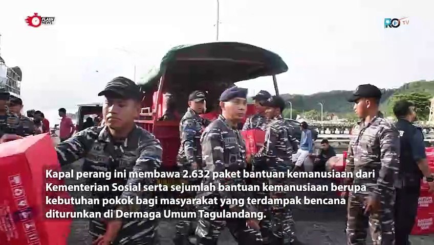 Gerak Cepat, TNI AL Turunkan Bantuan dan Evakuasi Korban Erupsi Gunung Ruang