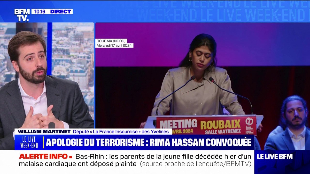 "Il n'y a aucun propos qui a été tenu par Rima Hassan qui peut tomber sous le coup de la loi", estime William Martinet, député "La France Insoumise" des Yvelines
