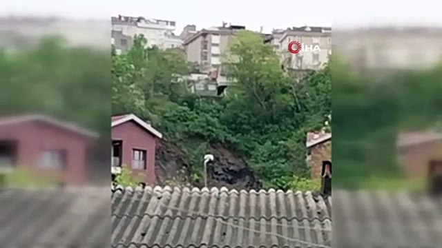 Gaziosmanpaşa’da yaşanan toprak kayması böyle görüntülendi!