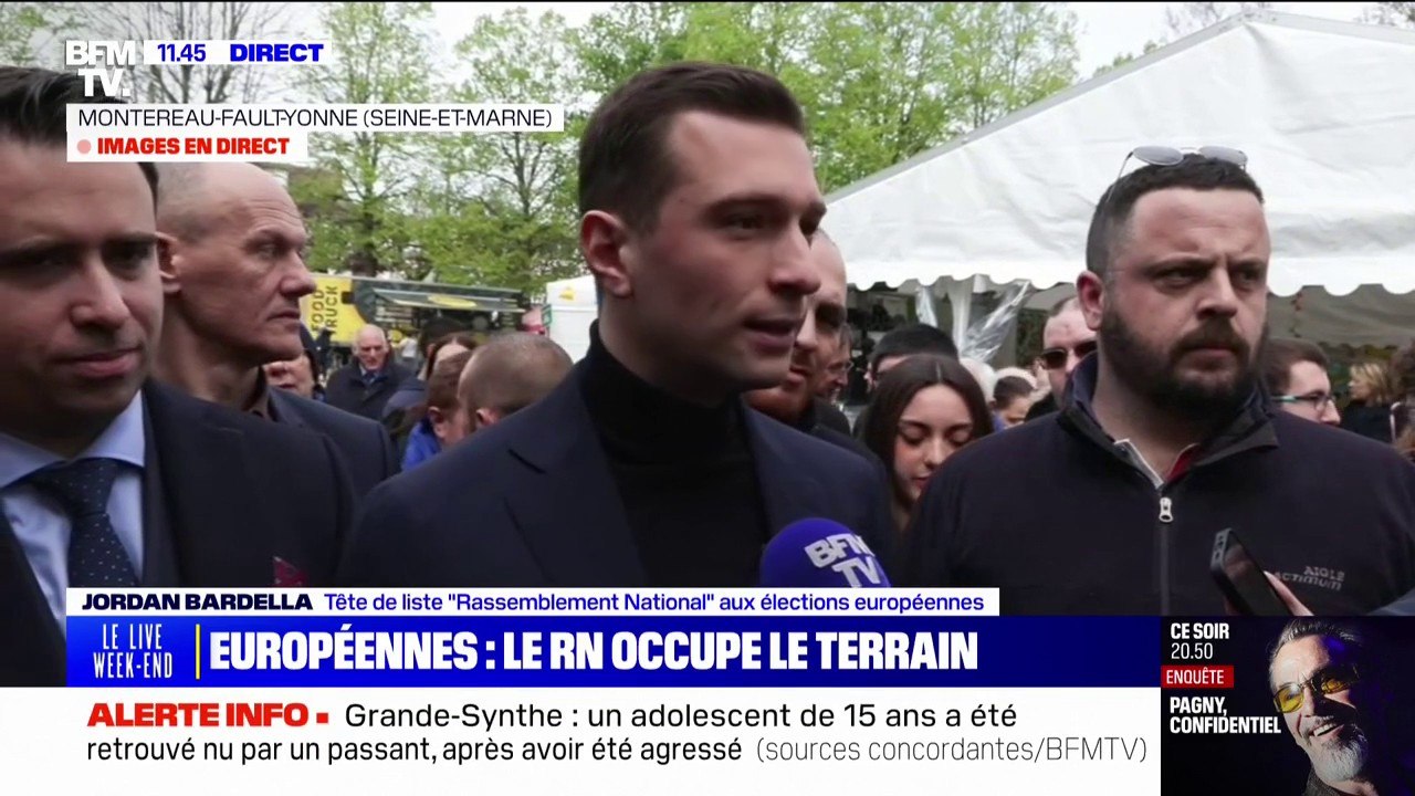 "Notre pire adversaire, c'est l'abstention": Jordan Bardella fait campagne ce matin à la foire de la Saint-Parfait à Montereau-Fault-Yonne en Seine-et-Marne