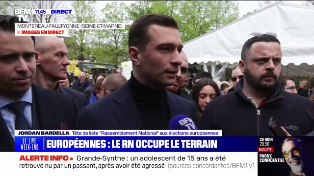 Notre pire adversaire, c'est l'abstention : Jordan Bardella fait campagne ce matin à la foire de la Saint-Parfait à Montereau-Fault-Yonne en Seine-et-Marne