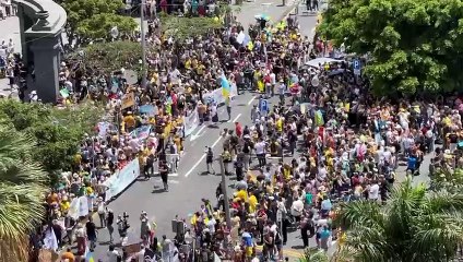 La manifestación del 20A en la Plaza de España