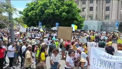 La manifestación del 20A en la Plaza de España