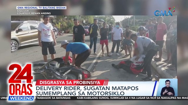 Delivery rider, sugatan matapos sumemplang sa motorsiklo; 9 na sasakyan, inararo ng isang truck | 24 Oras Weekend