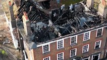 Drone footage shows destruction to historic London pub caused by huge fire