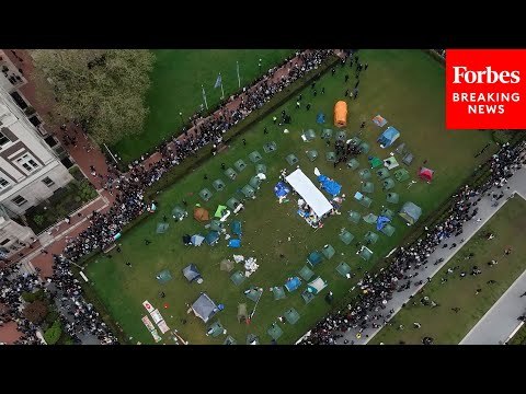 Aerial Footage Shows NYPD Officers Responding To Pro-Palestinian Protest At Columbia University