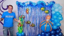 FONDO DEL MAR (SUPER FACIL) decoraciones para cumpleaños - como hacer un arco de globos  gustavo gg