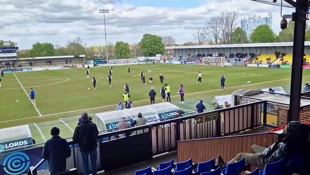 Crawley Town players and fans before League Two clash with Sutton United