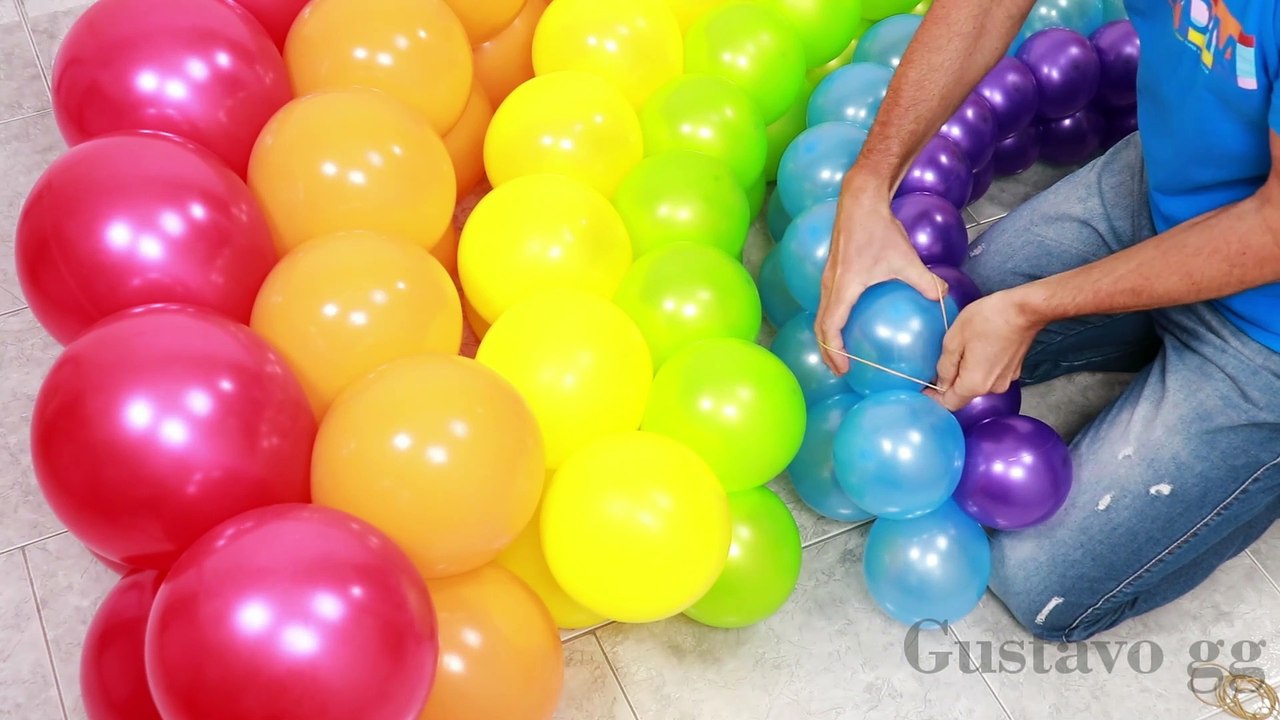  ARCOIRIS DE GLOBOS  como hacer un arcoiris con globos  decoración con globos - arco de globos