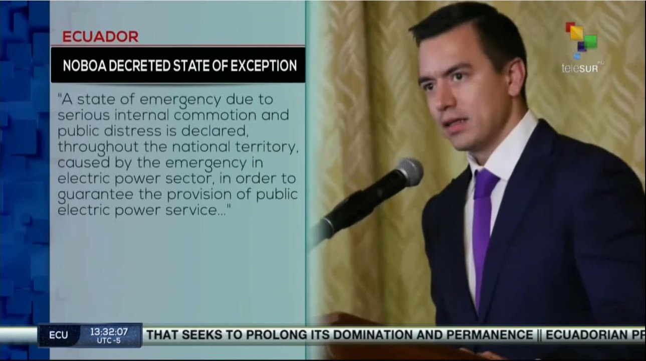 Ecuadorian president renewed the state of exception