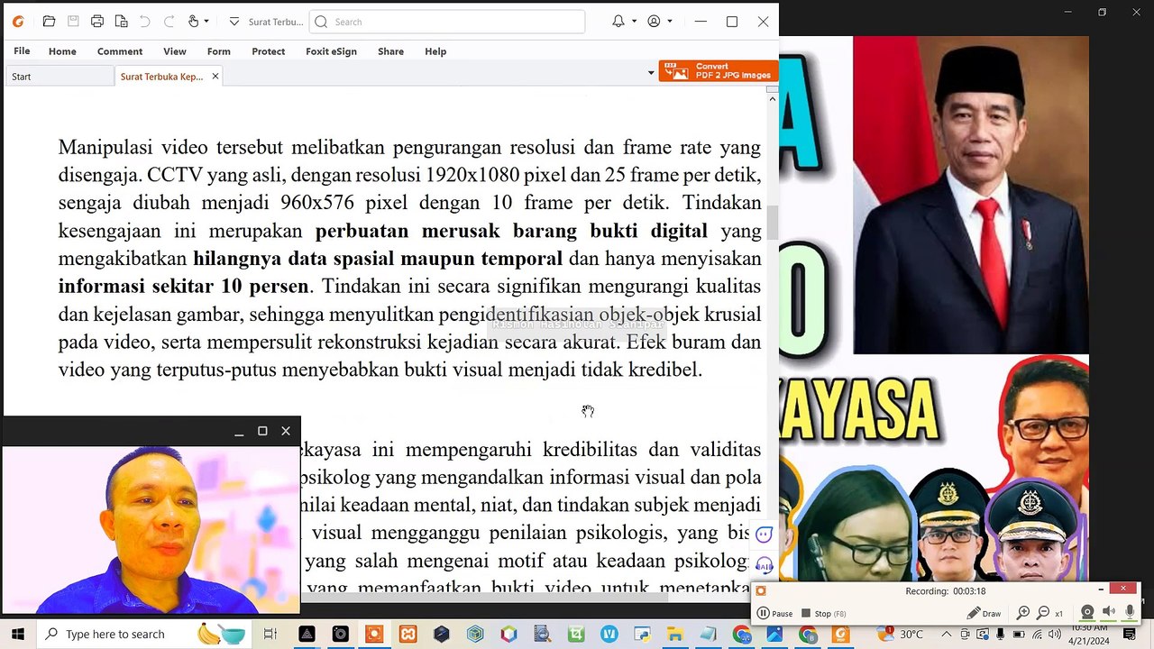 SURAT TERBUKA KEPADA PRESIDEN RI PERIHAL REKAYASA VIDEO CCTV OLEH IRJEN POLISI KRISHNA MURTI