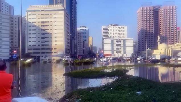 Sharjah floods: Residents navigate roads using makeshift boats and rafts