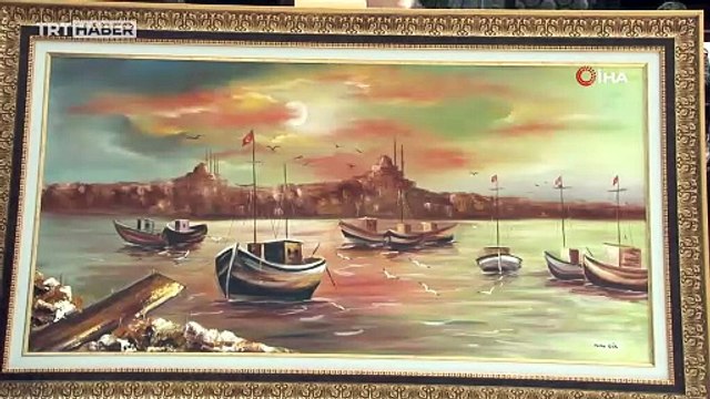 Küçük ressam şehit babası anısına sergi düzenledi