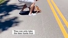 The couple tried to rescue a small deer from a giant python
