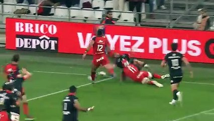 TOP 14 - Essai de Lucas TAUZIN (ST) - RC Toulon - Stade Toulousain