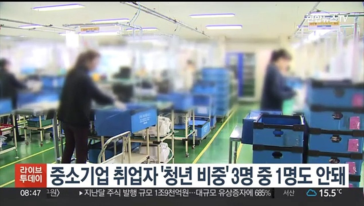 중소기업 취업자 '청년 비중' 3명 중 1명도 안돼