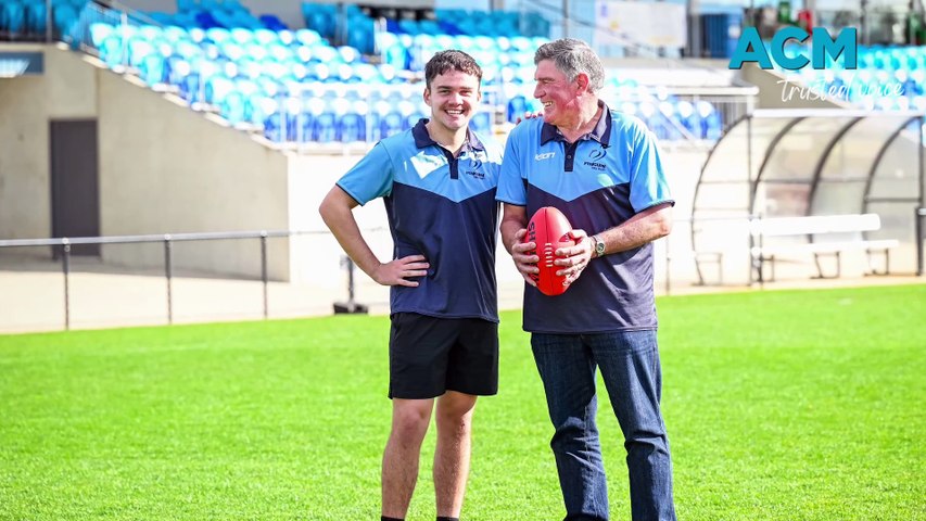 Will Dutton is following in the footsteps of grandad and Penguin games record-holder Bill Fielding after his senior NWFL debut. Video by Laura Smith