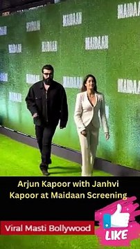 Janhvi Kapoor, Arjun Kapoor & Boney Kapoor at Maidaan Movie Screening Viral Masti Bollywood