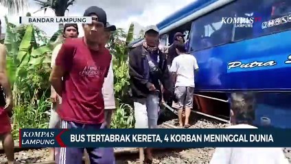 Download Video: Bus Tertabrak Kereta Api Rajabasa, 4 Korban Meninggal Dunia