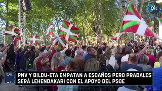 PNV y Bildu-ETA empatan a escaños pero Pradales será lehendakari con el apoyo del PSOE