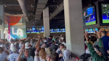 La reacción de la peña madridista de Los Ángeles al gol ganador de Bellingham