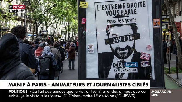 Ciblé hier comme journaliste d'extrême droite dans la manif pro-palestinienne de LFI et du NPA, Jean-Marc Morandini répond sur CNews: Est-cela être d'extrême droite ? - Regardez