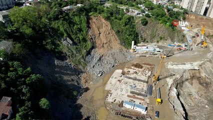 Gaziosmanpaşa'daki heyelan bölgesinin son durumu havadan görüntülendi