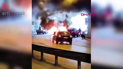 Çağlayan'da otomobil alev alev yandı