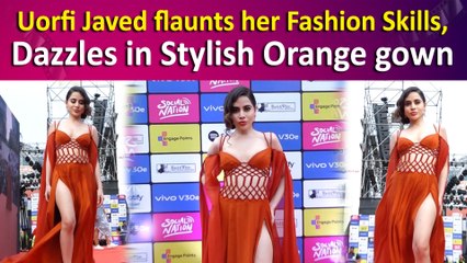 Uorfi Javed serves Greek Goddess Vibes in Orange flowy dress