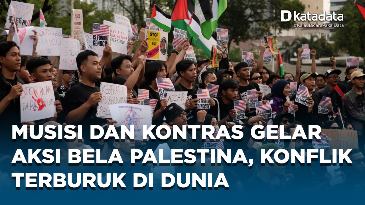 KontraS dan Koalisi Musisi Gelar Aksi Solidaritas Bela Palestina di Depan Kedubes Amerika Serikat