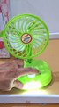 Compact USB-C Rechargeable Fan with LED Light, Powerful Motor, and Foldable Design, Ideal for Home, Outdoor, and Temple Use