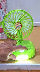 Download Video: Compact USB-C Rechargeable Fan with LED Light, Powerful Motor, and Foldable Design, Ideal for Home, Outdoor, and Temple Use