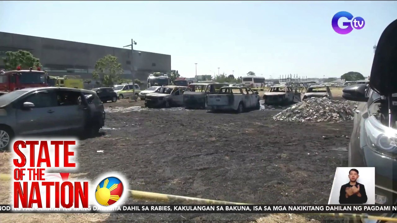 Sasakyan, nasunog sa outdoor parking lot ng nai...