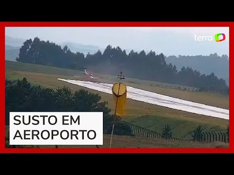 Avião da Cimed sai da pista durante pouso em aeroporto de Erechim (RS)
