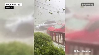 Hail rips apart South Carolina yards, cars