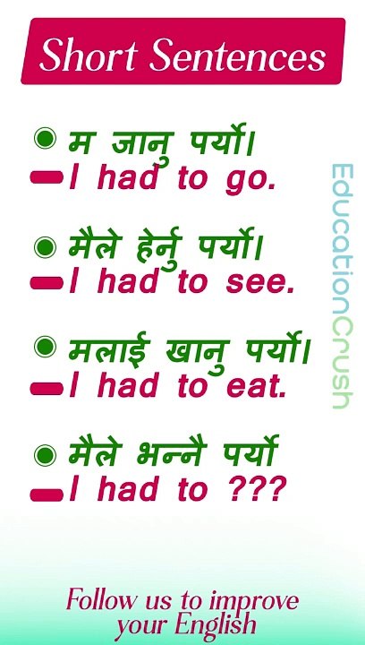 सुरुदेखि अङ्ग्रेजी बोल्ने सुरुवात गर्नुहोस् with Education Crush English Speaking with Nepali