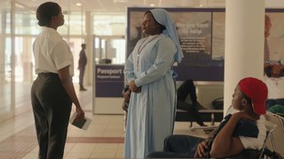 Nun Protasia gracefully shades the airport agent _ The Beautiful Game Movie_ Netflix
