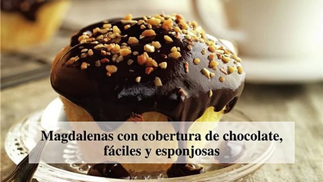 Magdalenas con cobertura de chocolate, fáciles y esponjosas