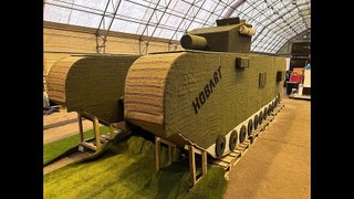 Woollen Tank: Hardcore knitters use thousands of balls of wool to mark D-day in North Yorkshire