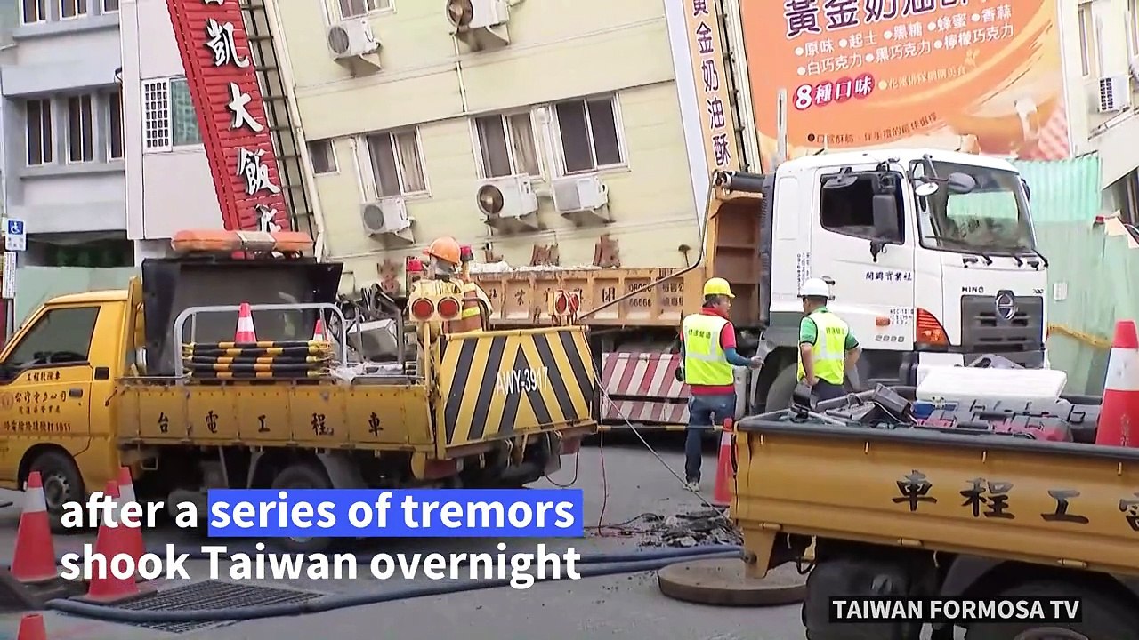 Powerful tremors damage buildings in Taiwan