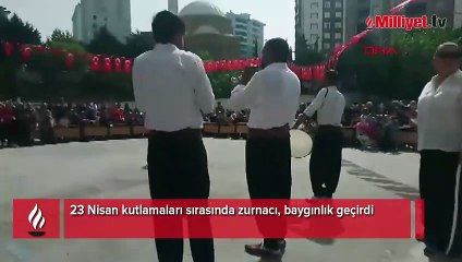 23 Nisan kutlamalarında zurnacının bayılması kamerada